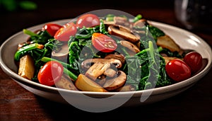Freshness on a plate gourmet salad, healthy eating, vegetarian food generated by AI