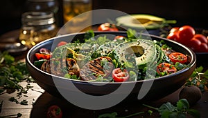 Freshness on plate gourmet salad, healthy, organic, vegetarian appetizer generated by AI