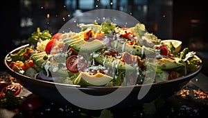 Freshness on a plate gourmet salad, healthy, vegetarian, organic, appetizer generated by AI