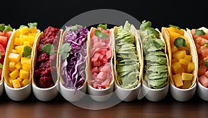 Freshness on a plate healthy salad, gourmet sandwich, colorful vegetables generated by AI