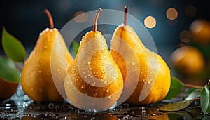 Freshness and ripeness of fruit on wooden table generated by AI