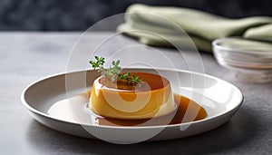 Freshness and softness on a plate, sweet vanilla mousse dessert generated by AI