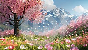 Freshness of springtime flower blossoms in nature beautiful meadow
