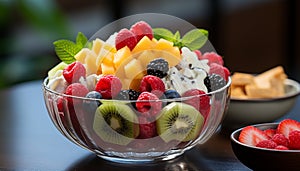 Freshness of summer gourmet fruit salad, healthy and sweet generated by AI