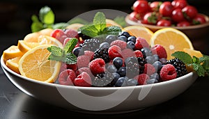 Freshness of summer healthy eating with berry fruit salad generated by AI