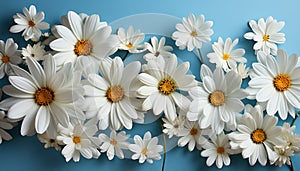 Freshness of summer meadow daisy, chamomile, grass, blossom, beauty generated by AI