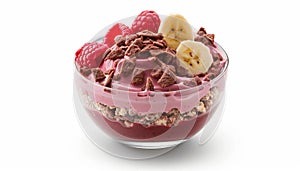 Freshness and sweetness in a bowl of raspberry yogurt parfait photo
