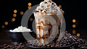 Freshness and sweetness in a cup, coffee and chocolate delight generated by AI