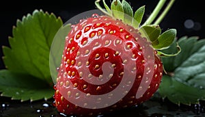 Freshness and sweetness in a juicy strawberry, nature gourmet dessert generated by AI
