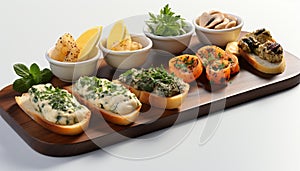 Freshness and variety on a plate, gourmet seafood appetizer generated by AI