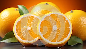 Freshness and vitality in a juicy, ripe citrus fruit generated by AI