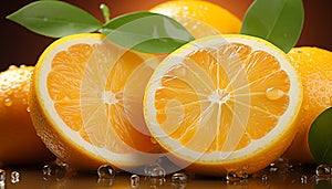 Freshness and vitality in a juicy, ripe citrus slice generated by AI