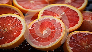 Freshness and vitality in a juicy, ripe grapefruit slice generated by AI