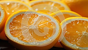 Freshness and vitality in a juicy, ripe orange slice generated by AI