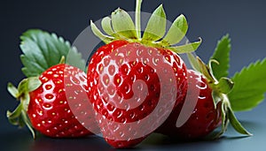 Freshness and vitality in a juicy, ripe strawberry dessert generated by AI