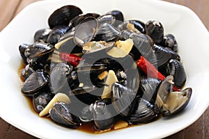 Freshwater ceviche, marinated river clam, taiwan food appetizer