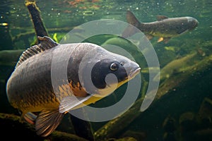 Freshwater fish carp Cyprinus carpio in the pond