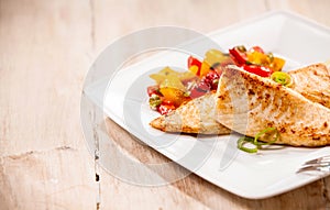 Freshwater fresh grilled tilapia fillets photo