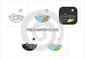 Freshwater icons set