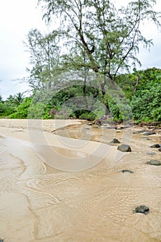 Freshwater river on the beach of Koh Rong Sanloem island