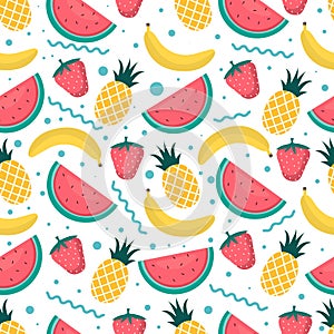 Freshy fruity summer seamless pattern
