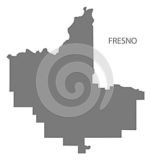 Fresno California city map grey illustration silhouette shape