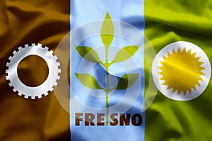 Fresno california colorful waving and closeup flag illustration