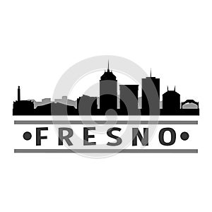 Fresno California Icon Vector Art Design Skyline Flat City Silhouette Editable Template