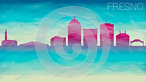 Fresno California Skyline City Vector Silhouette. Broken Glass Abstract Geometric Dynamic Textured. Banner Background. Colorful Sh