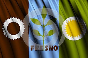 Fresno California waving flag illustration.