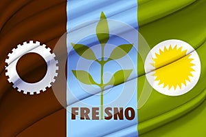 Fresno California waving flag illustration.