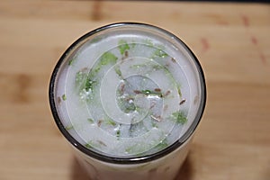 Fress Summer Cooler Delicious Minit Leaves Buttermilk in Glass Cup