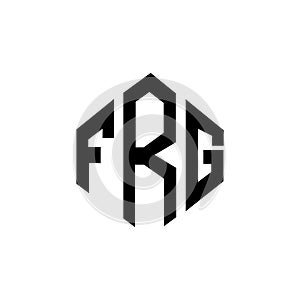 FRG letter logo design with polygon shape. FRG polygon and cube shape logo design. FRG hexagon vector logo template white and