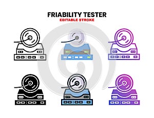 Friability Tester icon set with different styles.