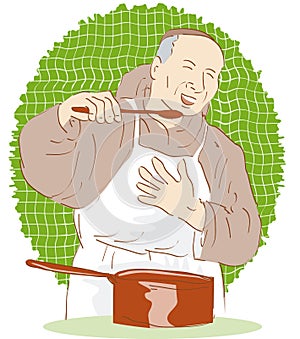 Friar chef tasting his cooking photo