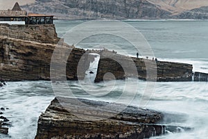 The friar\'s jump in Chorrillos Lima Peru