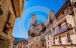 Frias Spain beautiful castle viewed from main street photo