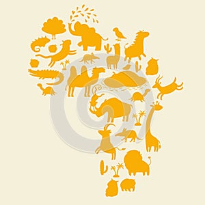 Frican animals silhouettes set. Vector illustration