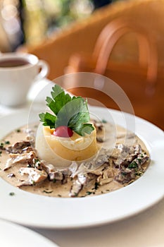 Fricassee of veal in a mild cream sauce