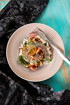 Fricassee of wild mushrooms and jasmin rice