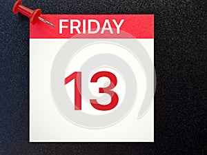 Friday 13 calendar date background. Stock photo.