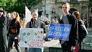 BRNO, CZECH REPUBLIC, SEPTEMBER 20, 2019: Friday for future, demonstration against climate change, banner sign make