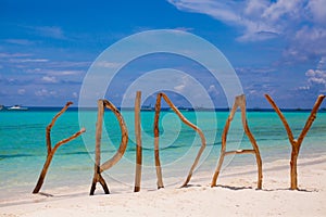 Friday made of wood on Boracay island background