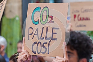 Fridays for future: student hands showing a banner