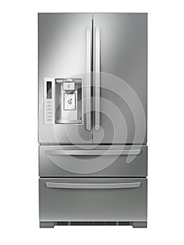 Fridge freezer. Side by side stainless steel refrigerator with