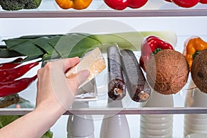 Fridge frozen ingredient meal nature, healthy eating refrigeration.