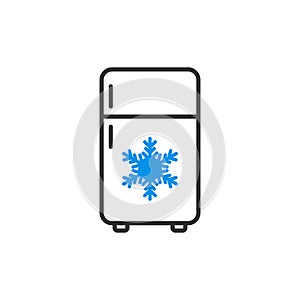 Fridge refrigerator icon in flat style. Freezer container vector