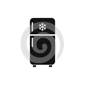 Fridge with snowflake icon. Vector illustration on withe background. Isolated.