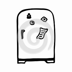 Fridge vector icon in doodle style. Symbol in simple design.