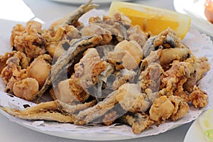 Fried anchovies typical of Spain, pescadito frito photo